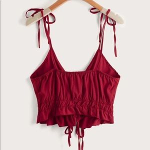 Red, size S knot shoulder crop top. Never worn before!